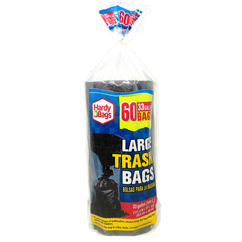 60ct 33gal Lrg Trash Bags 31x40''
