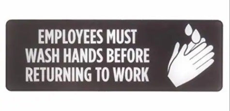9x3'' EMPLOYEES MUST WASH HANDS PLASTIC SIGN