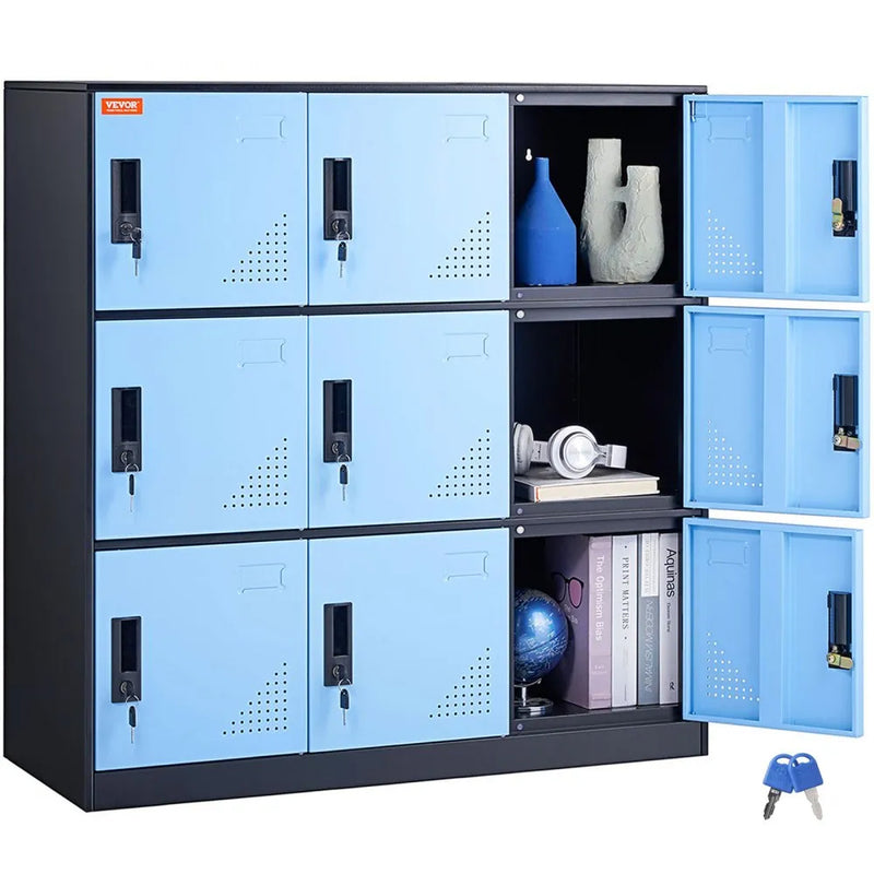 VEVOR BLUE 9 DOOR METAL LOCKERS WITH KEYS
