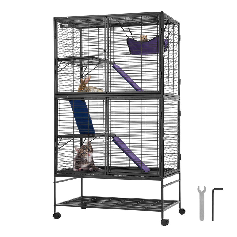 VEVOR 4-TIER 64.6" ROLLING METAL SMALL ANIMAL PET CAGE