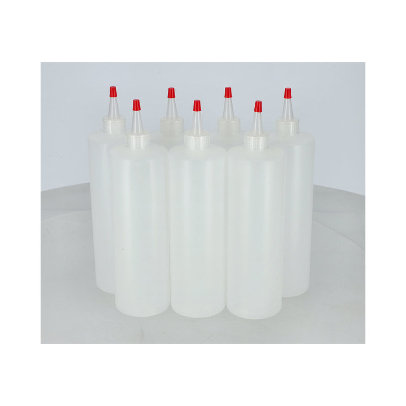 7PC 16OZ PLASTIC SQUEEZE BOTTLES WITH LIDS
