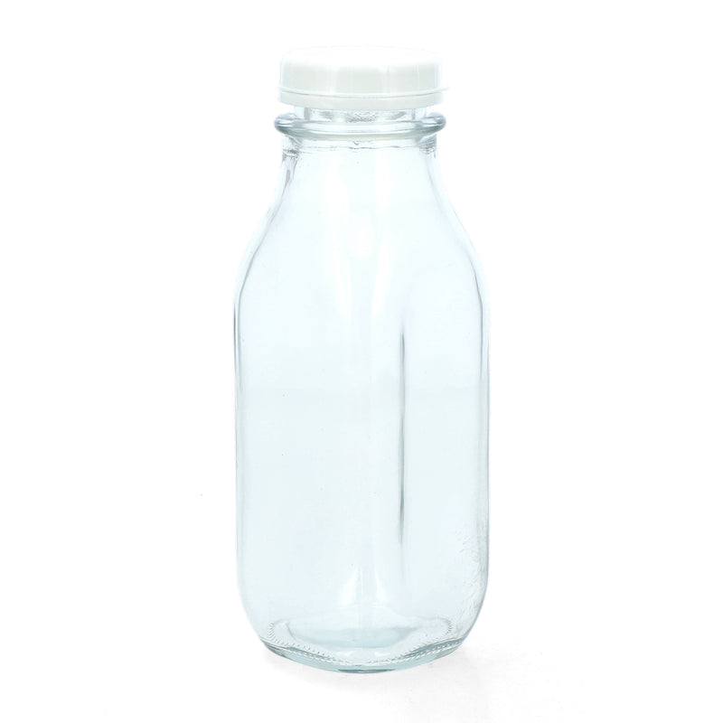 GLASS MILK BOTTLE WITH CAP 17.5 OZ