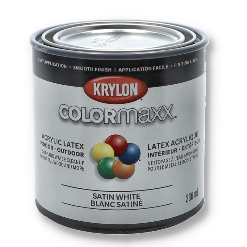 KRYLON COLOR MAXX 8OZ WHITE SATIN ACRYLIC LATEX PAINT