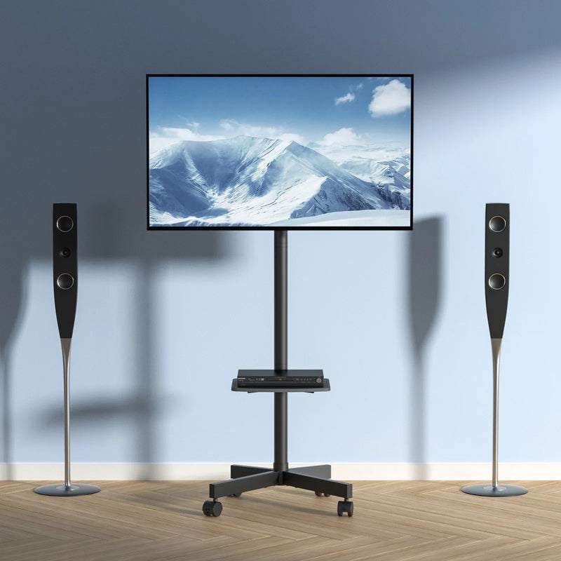 VEVOR 23-60'' MOBILE TV STAND ADJUSTABLE HEIGHT WITH AV TRAY & WHEELS