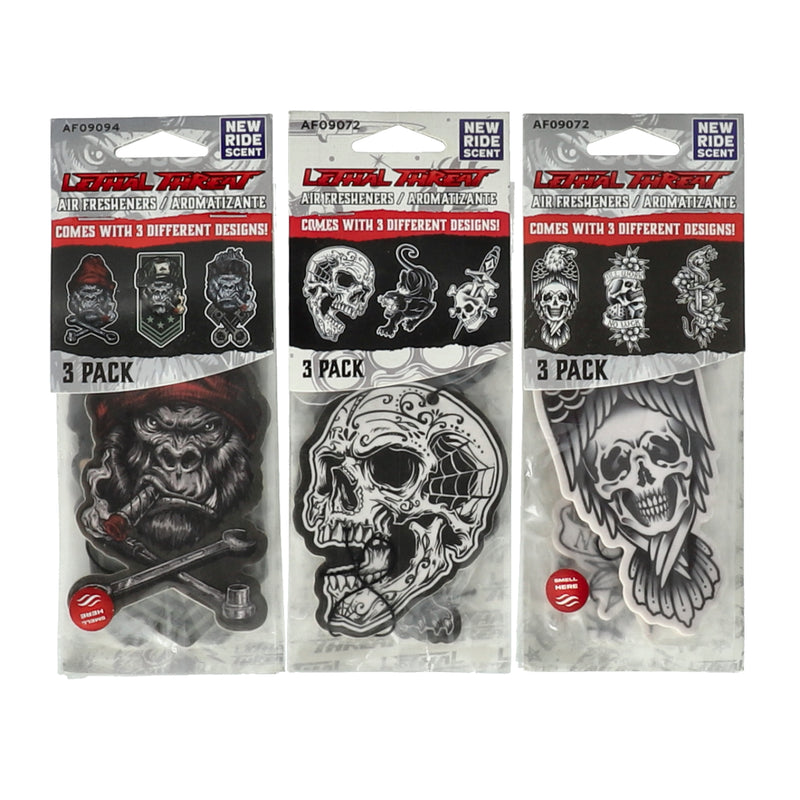 LETHAL THREAT 3PK AIR FRESHENERS ASSORTED