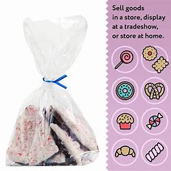 LOT45 200PK 8x10'' CLEAR TREAT BAGS FOOD GRADE WITH TIES