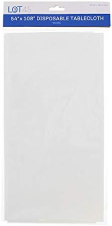 LOT45 12PC DISPOSABLE BLACK TABLECLOTH 54x108'' WHITE