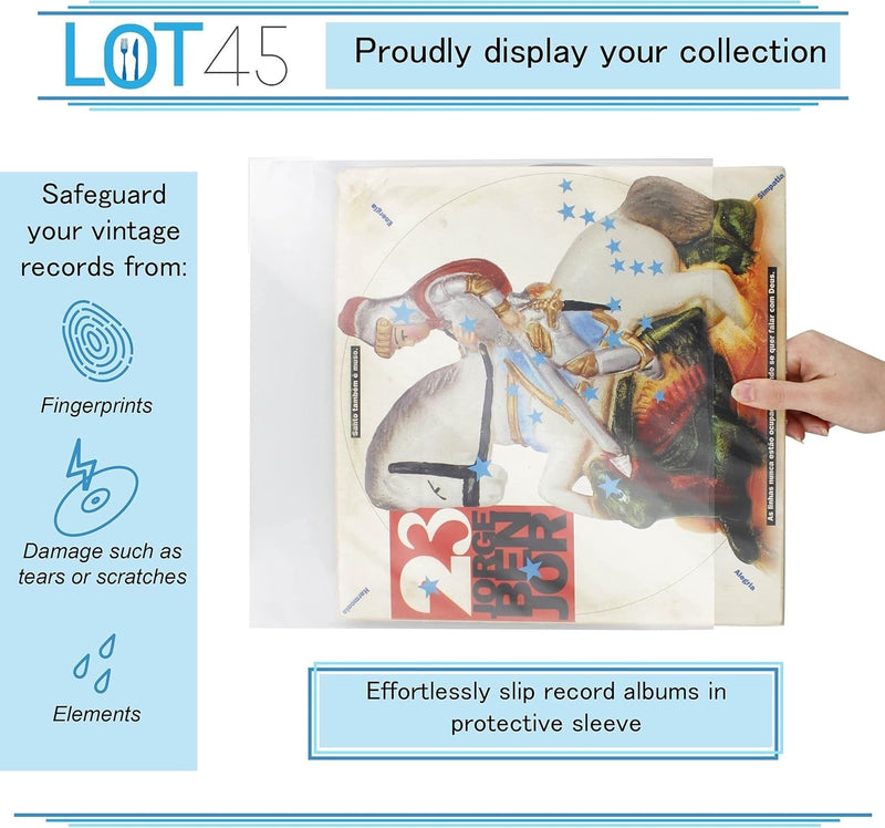 LOT45 100PK VINYL RECORD SLEEVES 12.75'' 3 MIL THICK