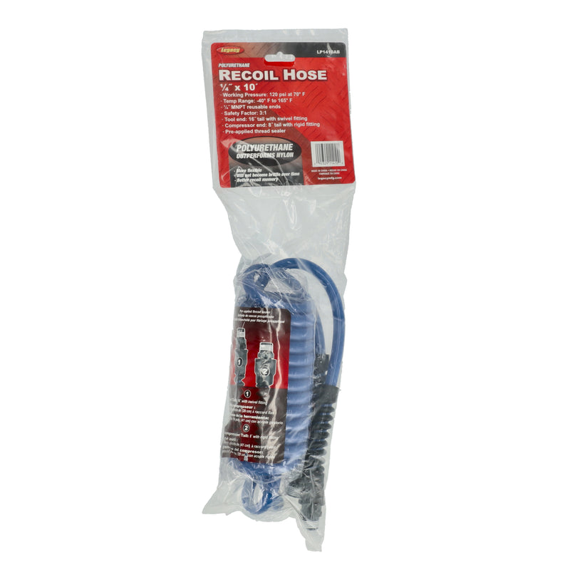 LEGACY 10'x1/4'' POLYURETHANE BLUE RECOIL HOSE