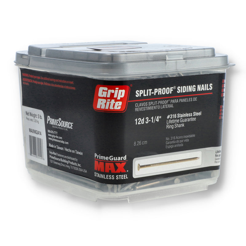 GRIP-RITE 5LB 12D 3-1/4'' 316 STAINLESS SIDING NAILS RING SHANK