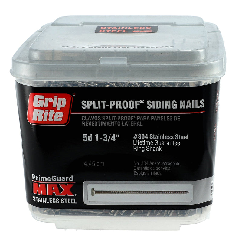 GRIP-RITE 5LB 5D 1-3/4'' 304 STAINLESS SPLIT-PROOF SIDING NAILS RING SHANK