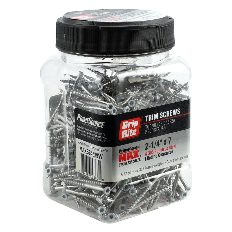 TRU-GRIP 352PC STAINLESS TRIM SCREWS 2-1/4''x#7 T-15 TYPE 17 POINT