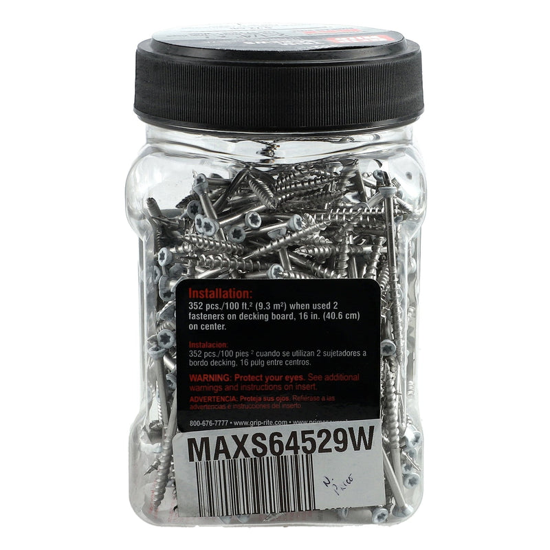TRU-GRIP 352PC STAINLESS TRIM SCREWS 2-1/4''x#7 T-15 TYPE 17 POINT