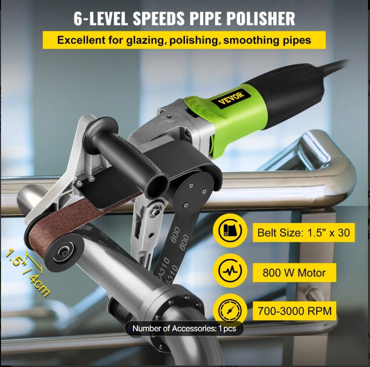 VEVOR 7'' BELT TUBE-PIPE POLISHER-SANDER-GRINDER 6 SPEEDS