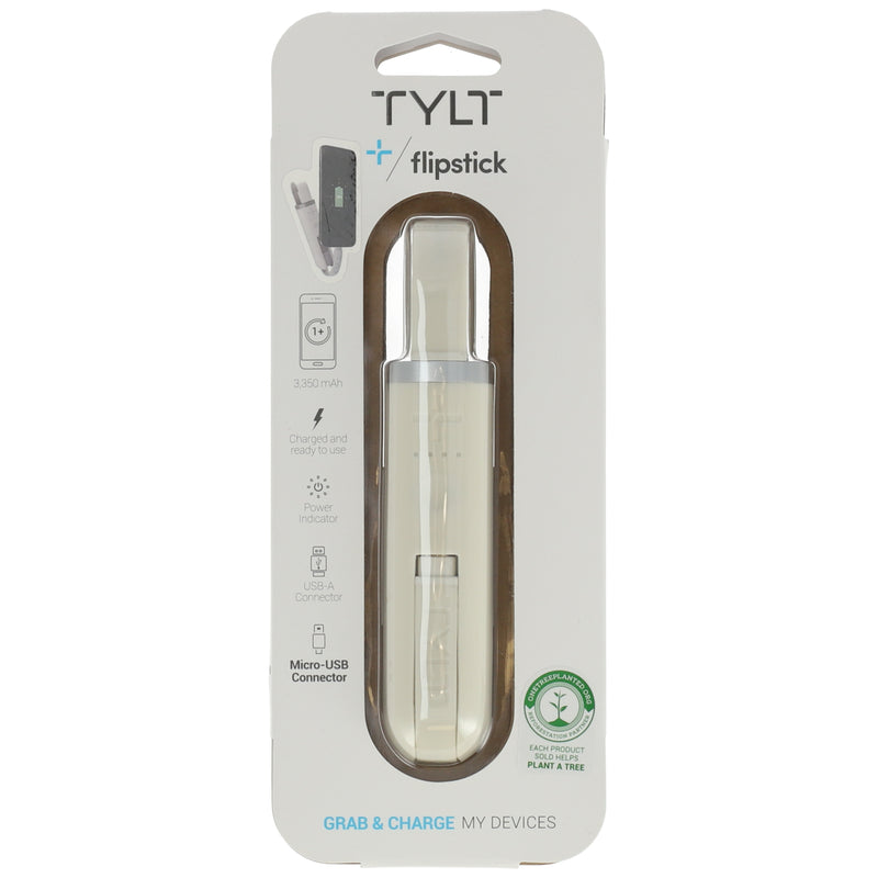 FLIPSTICK POWER BANK 3,350mAh MICRO-USB CONNECTOR WHITE