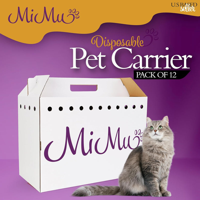 MIMU 12PK CARDBOARD DISPOSABLE PET CARRIERS