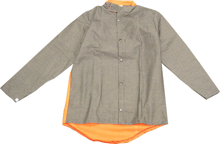 Welding Jacket, Sz S, Charcoal CarbonX/Orng Indura, Snap Front Close