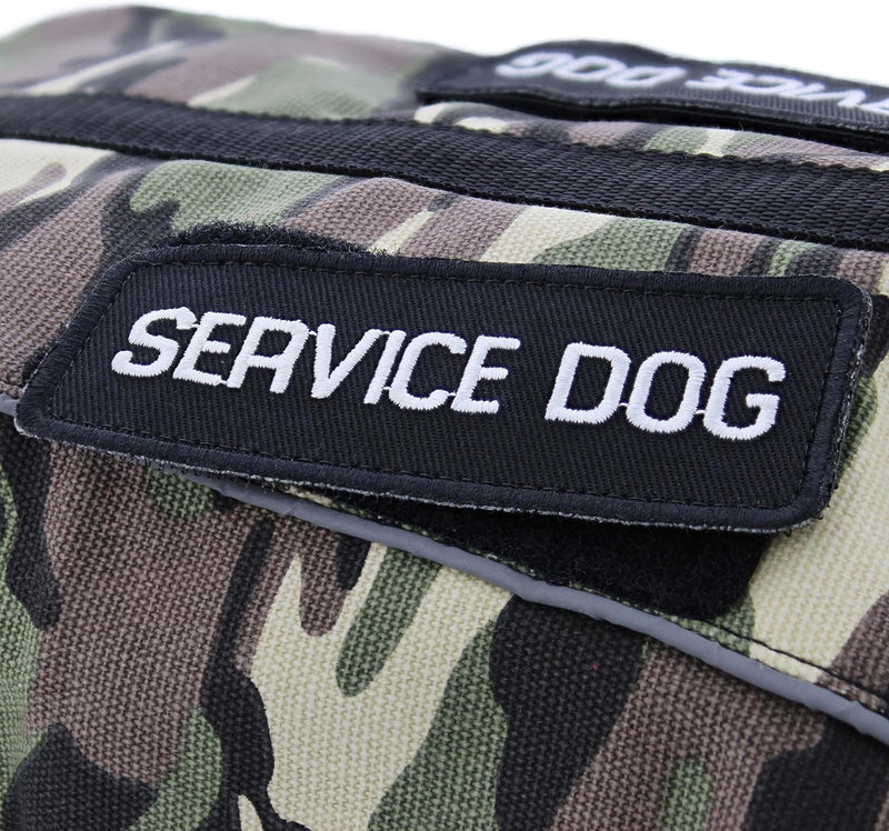 CAMO LARGE SERVICE DOG HARNESS JACKET WITH 2 PATCHES 26-32'' CHEST