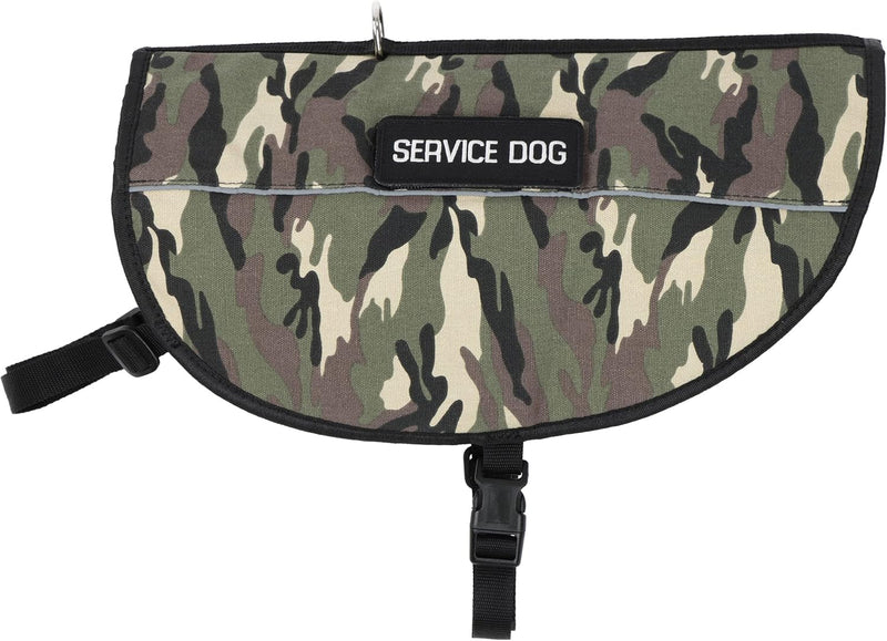CAMO LARGE SERVICE DOG HARNESS JACKET WITH 2 PATCHES 26-32'' CHEST