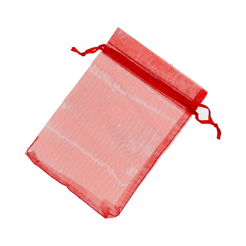 ORGANZA 50CT 10x14CM RED DRAWSTRING DICE BAGS