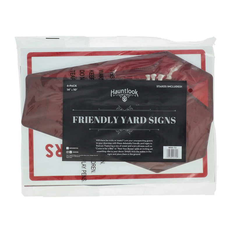 HAUTLOOOK 6PK  14x10'' FRIENDLY YARD SIGNS HALLOWEEN THEMED