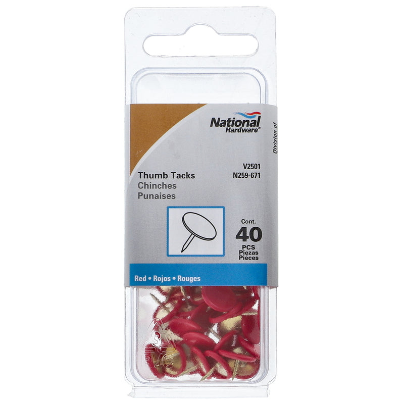 40ct RED THUMB TACKS