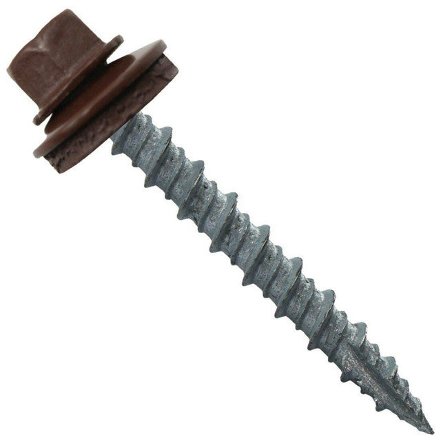 PRO-TWIST 1LB 1/4'' HEX WASHER HEAD BONDED SCREWS #9x1'' RED SHARP POINT