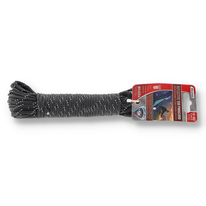550 PARACORD NYLON DIA BRAID REFL BLK 5/32X50