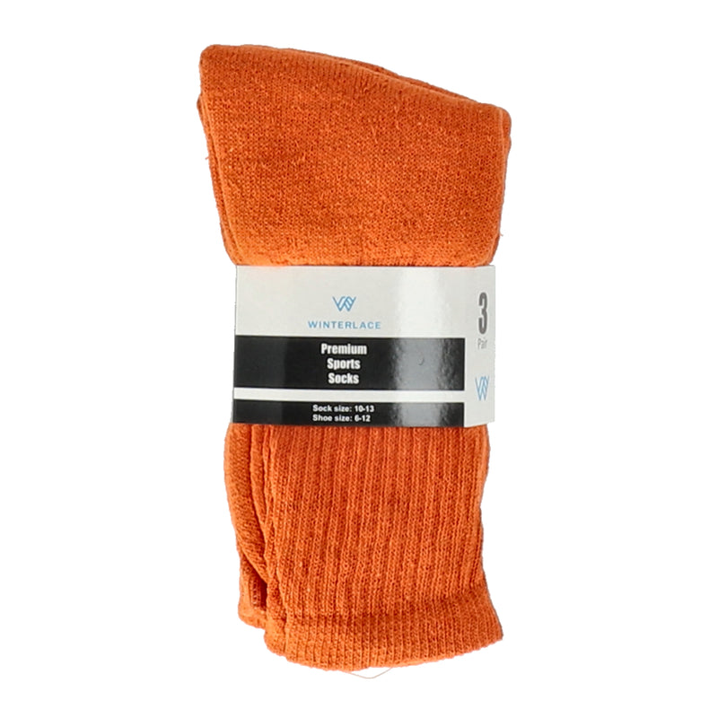 WINTERPLACE 3pk ORANGE CREW SOCKS sz6-12