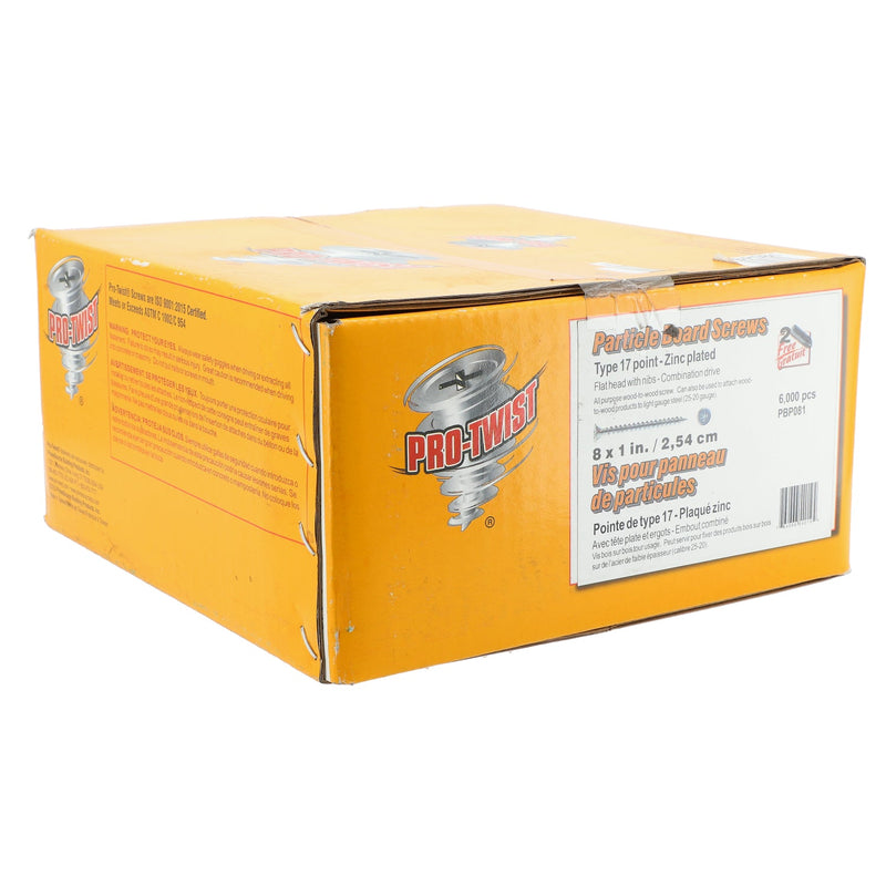 PRO-TWIST 6,000PC #8x1'' PARTICLE BOARD SCREWS TYPE 17 POINT