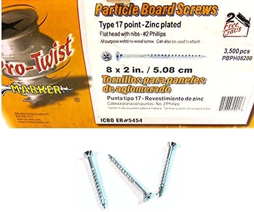 PRO-TWIST 3000CT #8x2'' PARTICLE BOARD SCREWS TYPE 17 POINT PHILLIPS-FLAT COMBO HEAD
