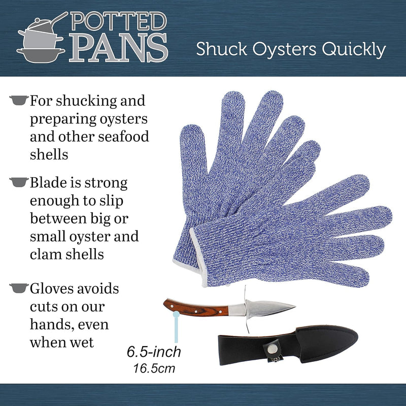 POTTED PANS OYSTER SHUCKING KNIFE SET WITH MEDIUM GLOVES