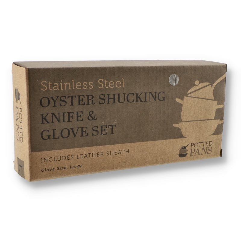 POTTED PANS OYSTER SHUCKING KNIFE SET WITH LARGE GLOVES