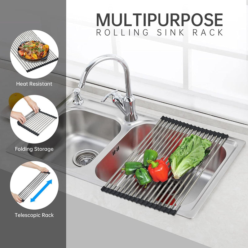 POTTED PANS 18 TUBE ROLL UP DISH DRYING RACK