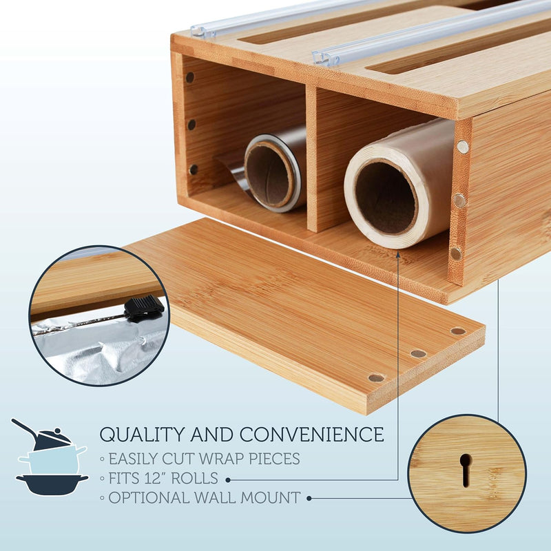 POTTED PANS BAMBOO 2 WRAP DISPENSER WITH CUTTERS