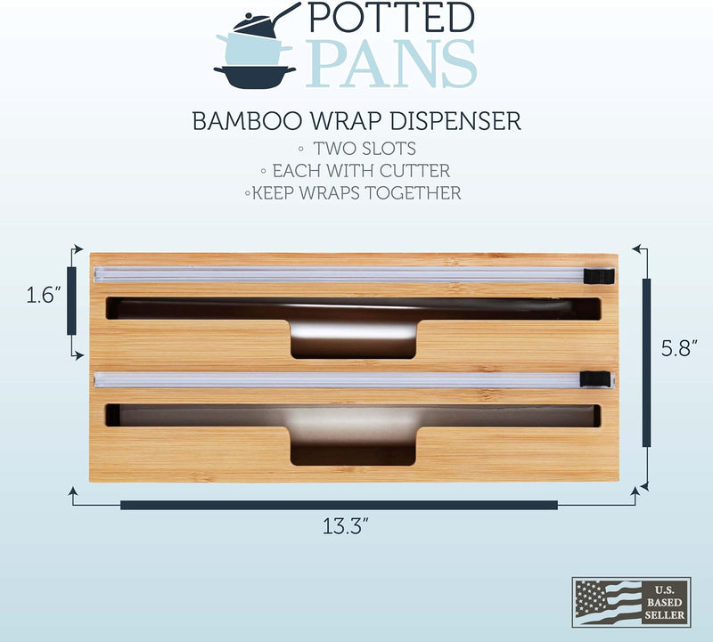 POTTED PANS BAMBOO 2 WRAP DISPENSER WITH CUTTERS