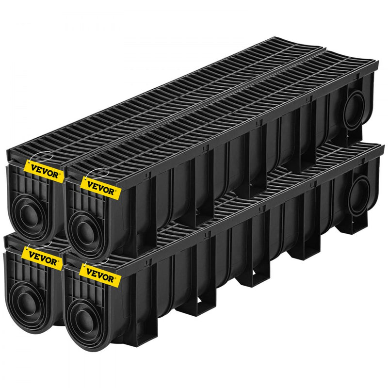 VEVOR 4pk 4x39" TRENCH DRAIN SYSTEM w/PLASTIC GRATE
