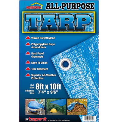 use #77356 8'x10' BLUE POLY TARP - MEDIUM DUTY