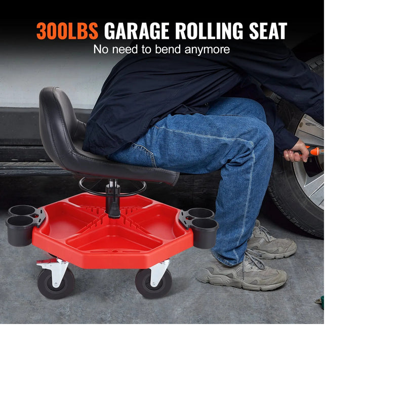 VEVOR 27x21'' MECHANICS CUSHIONED ROLLER SEAT 300LB CAPACITY