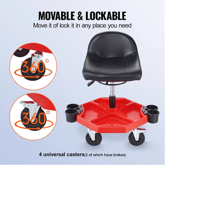VEVOR 27x21'' MECHANICS CUSHIONED ROLLER SEAT 300LB CAPACITY