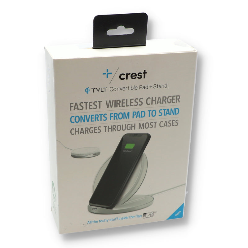 CREST WHITE WIRLESS CHARGER PAD & STAND WITH USB-C CABLE