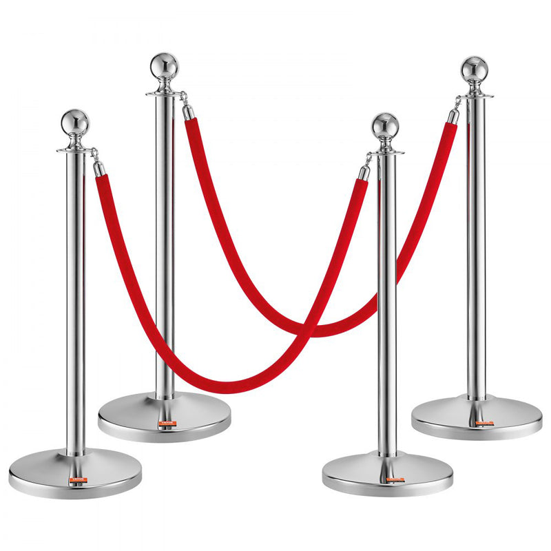 VEVOR 4 PK STANCHION POST WITH VELVET ROPE