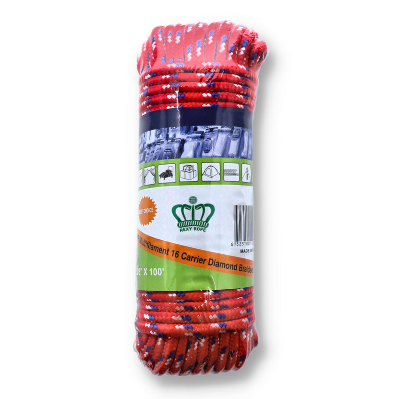 100'x3/8'' DIAMOND BRAID POLY ROPE