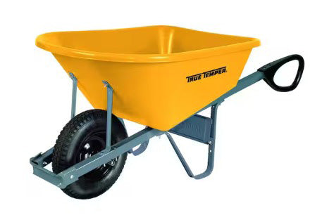 TRUE TEMPER 6cuft POLY WHEELBARROW WITH TOTAL CONTROL HANDLES