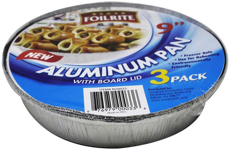 3pk 9'' ROUND ALUMINUM PAN WITH BOARD LIDS