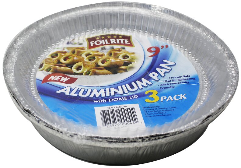 3PK 9'' ROUND ALUMINUM PAN WITH DOME LIDS