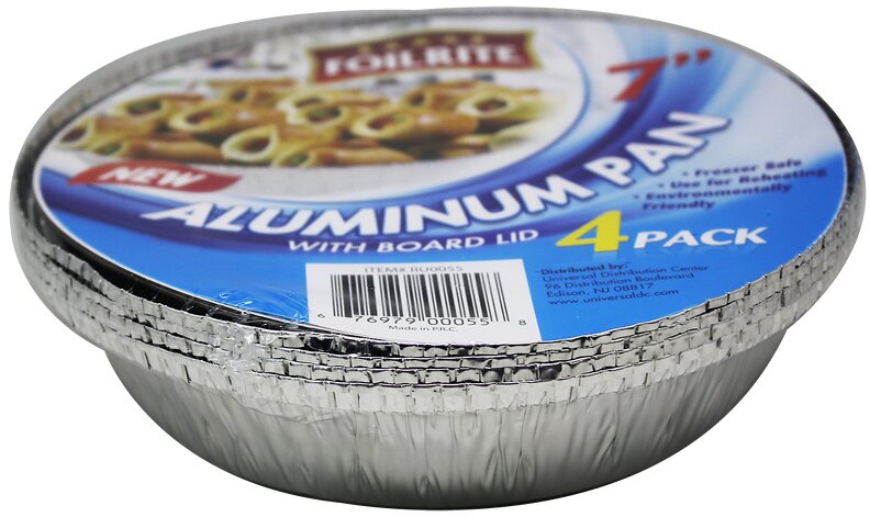 4PK 7'' ROUND ALUMINUM PAN WITH BOARD LIDS