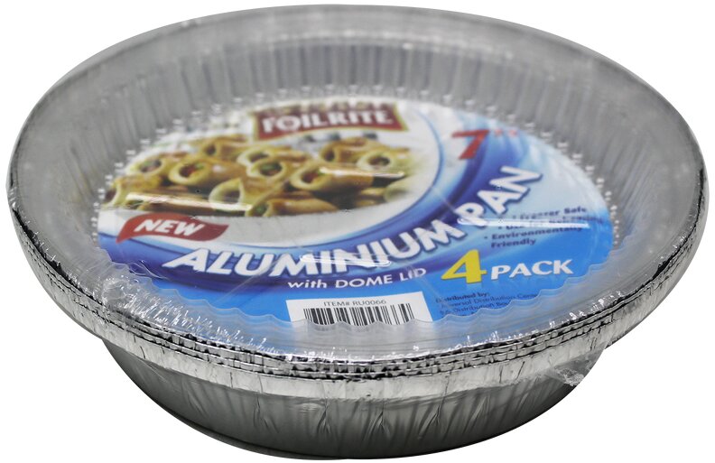 4PK 7'' ROUND ALUMINUM PAN w/DOME LIDS