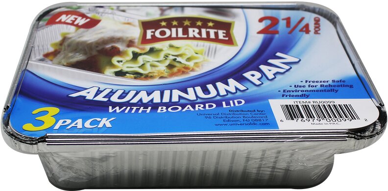 3PK 2-1/4LB ALUMINUM PAN WITH BOARD LIDS