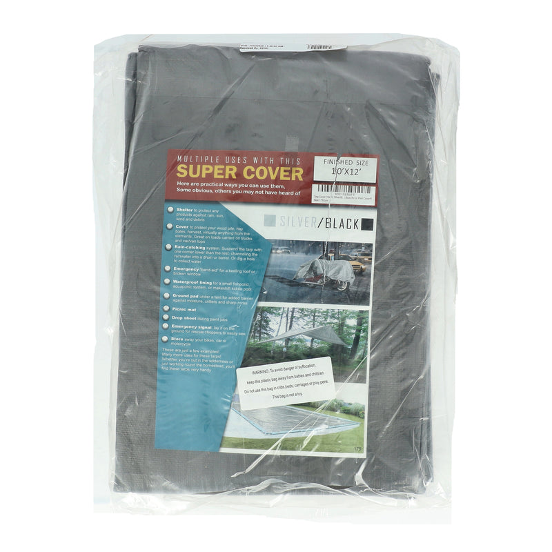 S-10X12-SUPER COVER TARP 10x12' FINISH SIZE SILVER/BLACK 120FT² 10 MIL